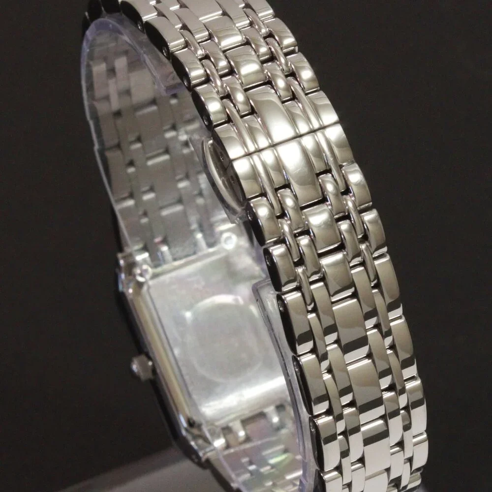Bulova Ladies Quadra Watch Diamond Indices Black Dial Stainless 20mm